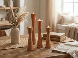 Portavelas de Madera Natural para Decoración de Navidad, Pascua, San Valentín, Bodas y Ramadán - Product Image 4