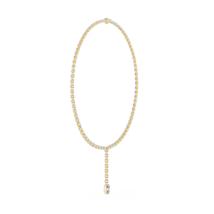 Collier Lariat ovale en or jaune 18 carats LUXE avec pierres latérales taille poire 15,4 carats, diamants de laboratoire certifiés plaqués rhodium pour femme - Product Image 3
