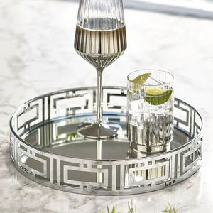 Elegant Round Metal <b>Mirror</b> Serving Tray Premium Decorative Organizer Display For Jewelry Perfume Cosmetics - Product Image 1