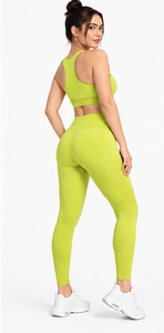 Women Seamless <b>Yoga</b> Set High Waist Leggings Crop Sports Bra Gym <b>Pilates</b> Workout Activewear Custom Logo Breathable Quick Dry - Product Image 3