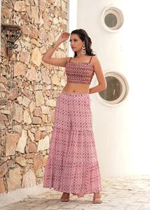 Ensemble Fusion Sharara avec Cape Marron et Haut Orné de Miroirs - Product Image 2