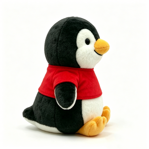 Lindo pingüino de peluche con camiseta roja, pingüino de peluche suave, pingüino de peluche sentado, pingüino de peluche con pico naranja - Product Image 3