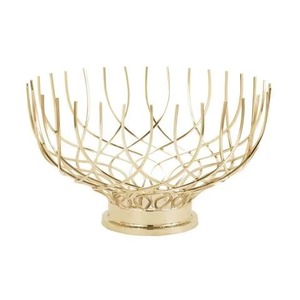 Plat de service en métal, centre de table pour fête, bol en treillis métallique doré personnalisable, fait main, décoratif et glamour - Product Image 2
