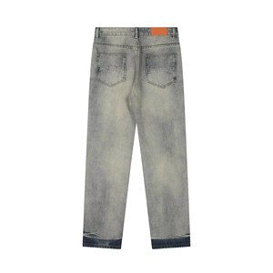Jeans de Mezclilla Rectos con Parches de Estrellas, Cintura Alta, Algodón, Casuales, para Hombre, Primavera - Product Image 2