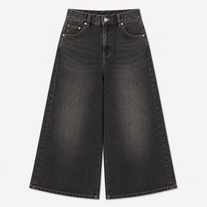 Culottes vaqueros de mujer de pierna ancha, cintura alta, corte holgado, estilo vintage sencillo, transpirables, para verano, lavado oscuro/claro, bonitos - Product Image 1