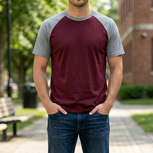 High Quality Men Cotton <b>T</b>-<b>Shirt</b> 180gsm Oversized <b>Raglan</b> <b>Sleeve</b> Custom Logo Streetwear Casual Fashion Summer Wear Pakistan Manufa - Product Image 4