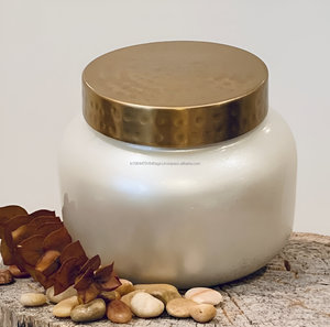 Hot Selling Luxury Pearly White Hammered Metal Lid <b>Jar</b> Candle - Product Image 3