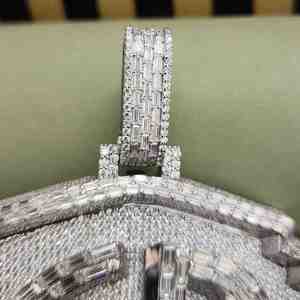 Pendentif Hip Hop personnalisé entièrement serti de diamants Moissanite 63 CT en argent sterling plaqué laiton - Product Image 3