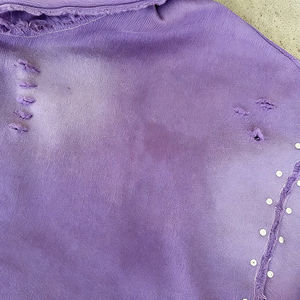 Sweat à capuche zippé violet personnalisable pour homme WASHED avec détails en strass, bords usés, style streetwear, coupe oversize, épais - Product Image 4