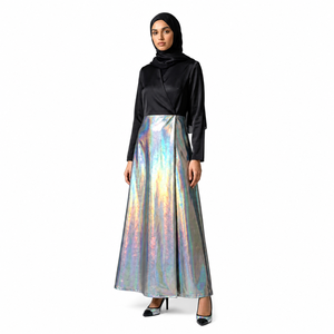 Vestido Abaya de Lujo con Paneles Metálicos para Mujer, Ropa Islámica Modesta |   Estilo Dubái de Manga Larga |   Ropa de Moda para Exportación OEM de la India - Product Image 1