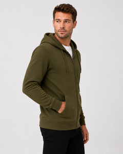 Mens <b>zip</b> <b>hooded</b> outerwear offering durable comfort soft texture and easy movement for everyday casual streetwear styling - Product Image 2