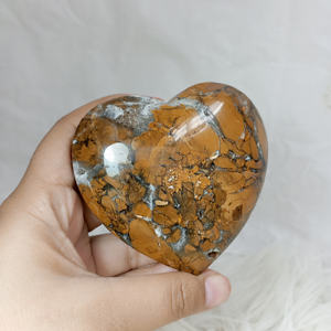 พลอยแจสเปอร์ธรรมชาติชุบเกล็ดขนมปังแบบอินโดนีเซียซัลวาเนสคริสตัลงานหัตถกรรมรูปหัวใจใหญ่ขัดเงาด้วยมือ - Product Image 3