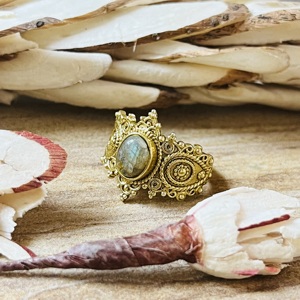 Latest Design <b>Labradorite</b> Tribal <b>Ring</b> Vintage Style Gold Plated Brass <b>Ring</b> Ethnic Statement Ornate Wholesale <b>Ring</b> For Women - Product Image 5
