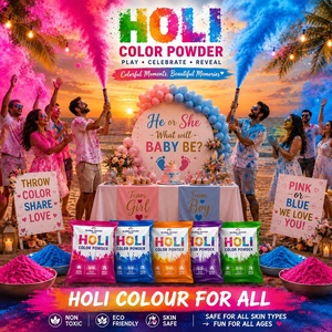 Holi Colored Powder 50g 100g <b>Packs</b> Gulal Rangoli Colors Blue Pink Yellow Green Orange Red Purple Holi Colour Powder - Product Image 2