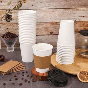 Lot de 100 gobelets en papier jetables de 12 oz avec couvercles et manchons pour café, chocolat chaud, thé, jus – Idéal pour les boissons à emporter - Product Image 2