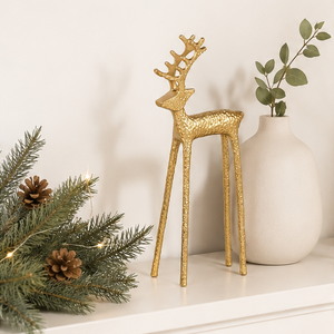 Estatua de reno dorada de lujo, escultura minimalista de animal, estilo nórdico estético, decoración navideña para sala de estar y oficina. - Product Image 4