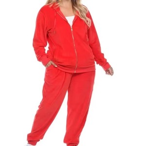 New Stylish Breathable Tracksuit Crop <b>Tops</b> Hoodies and Jogging Sweatsuit 2 Piece Set Girls Velvet Tracksuits for Ladies - Product Image 1