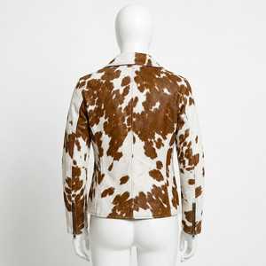 Blouson de motard en cuir véritable pour homme, col rabattu, fermeture éclair, coupe classique, hiver, décontracté, logo brodé sur le devant - Product Image 2