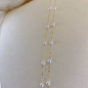 Collar de cadena de perlas de agua dulce de 4-5 mm, ajustable, plata S925, colgante de perlas casi redondas, luz fuerte, defectos naturales, luz casi fuerte - Product Image 2