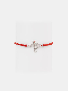Trishul de Plata 925 con Circonitas Cúbicas Engastadas, Bañado en Rodio, Plata de Ley, Amuleto Unisex Rakhis, Hecho a Mano con Hilo, Producto a Granel - Product Image 4