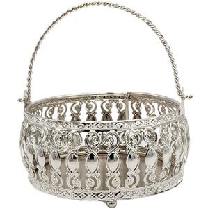 German Silver Metal <b>Hamper</b> <b>Basket</b> with Handles and Pichwai Dry Fruit Jar Elegant Gifting Set - Product Image 2