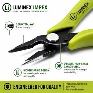 LUMINEX IMPEX LUB=113 <b>Long</b> <b>Nose</b> Stainless Steel Lightweight Smooth Work Jewelry Making Polishing Pliers - Product Image 3