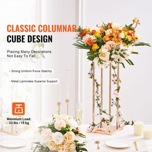 Set di 4 Supporti per Fiori da Matrimonio in Metallo Dorato, Altezza 80 cm, con Vaso, Centrotavola Geometrico, Design Cilindrico in Metallo Laminato - Product Image 2