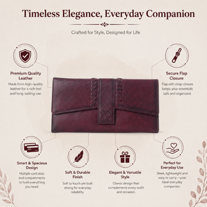 Premium Genuine Full Grain Leather Elegant <b>Long</b> <b>Wallet</b> for Women Vintage Bifold Clutch <b>Wallet</b> Large Capacity Travel Organizer - Product Image 5