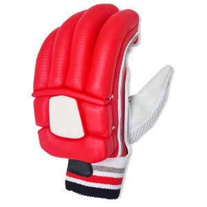 Guantes de Bateo de Críquet Profesionales Cosidos a Mano, Acolchados, con Cierre de Hebilla, Ligeros, de Cuero PU y EVA Transpirable, Rojos y Blancos, Deportivos - Product Image 2