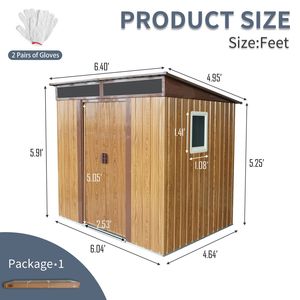 Abri de jardin en métal couleur café de 1,8 m x 1,5 m avec fenêtre et plaque transparente pour le rangement du jardin et de la pelouse - Product Image 6