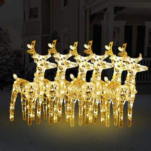 Juego de 6 Luces Navideñas de Acrílico Blanco Cálido con Forma de Reno, Decoración Acogedora para la Época Festiva - Product Image 1