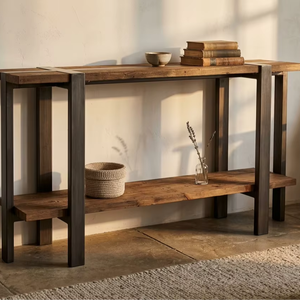 Mesa Larga y Delgada Moderna Denoda con Base de Hierro y Tapa de Madera Sólida, Ecológica, Duradera, para Apartamento, Salón, Oficina, Mueble Profesional - Product Image 2