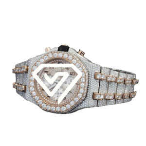 Reloj de Lujo con Moissanita de 41MM, Estilo Cronógrafo, Totalmente Pavimentado, Dos Tonos, Oro Rosa y Plata de Ley 925, con Incrustaciones de Diamantes - Product Image 2