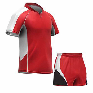 Ensemble d'uniformes de rugby pour garçons au design personnalisable avec short, 100 % polyester, séchage rapide et respirant, bretelles réglables, manches courtes - Product Image 6