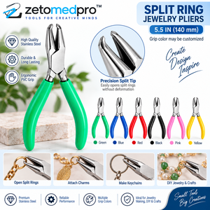 <b>Split</b> <b>Ring</b> Jewelry Pliers 5.5in Stainless Steel PVC Grip Silver Custom Grip Color <b>Ring</b> Opening Tool ZETOMEDPRO - Product Image 4