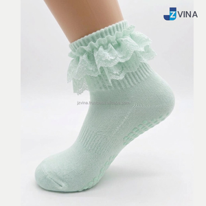 Custom Women Ankle <b>Socks</b> <b>Lace</b> Ruffle Anti-Slip Dot Sole Spandex/Nylon/Cotton Compression Breathable Elegant Style Summer Daily - Product Image 5