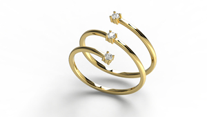 Luxury 18K Gold Spiral Wrap Bypass <b>Ring</b> Three Stone Round Cut Diamonds <b>Statement</b> <b>Ring</b> Anniversary Gift Fine Jewelry for Women - Product Image 2