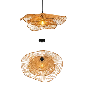 Lampe suspendue en rotin naturel écologique sur mesure OEM, abat-jour à 3 couches, style européen luxueux, art floral - Product Image 2
