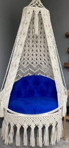 Beige Cotton <b>Macrame</b> Swing, Hanging Chair, Hängesessel, Swing Chair, <b>Macrame</b> Rocking Swing Chair, hanging chair indoor - Product Image 2