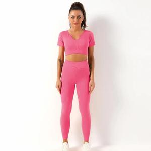 GAF Wholesale Custom Printed Breathable Eco-Friendly High Waist 2 Piece Fitness Push up Leggings Set with Custom Logo for Women - Product Image 6