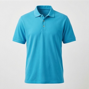 Men's <b>Turquoise</b> Short Sleeve 100% Polyester Pique for <b>Shirt</b> Casual Breathable Regular Fit Solid Knitted Design Customizable - Product Image 1