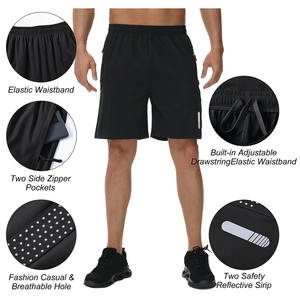 Pantalones Cortos Deportivos Personalizados de Alta Calidad para Hombre, Transpirables, con Bolsillos con Cremallera, Diseño Sólido, Ecológicos, para Correr y Entrenar - Product Image 5