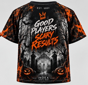 INDEX Men's Halloween <b>Pumpkin</b> Bat Printed <b>T</b>-<b>Shirt</b> Short Sleeve O-Neck Sporty Casual Wear With Pattern Design - Product Image 2