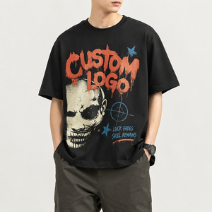 Camiseta Oversize de Algodón 100% con Estampado Gráfico Vintage DTG Personalizado, Estilo Streetwear, Negra Lavada, Unisex, Tejido de Punto - Product Image 2