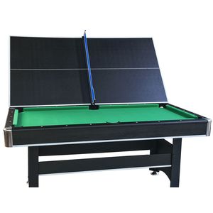Tavolo da Biliardo Nero da 6 Piedi con Feltro Verde e Piano Convertibile per Ping Pong - Product Image 6