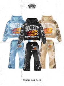 Conjunto de Sudadera con Capucha y Pantalones para Hombre, Marca Society State, Estampado por Sublimación, Estilo Urbano, Ropa de Otoño, 100% Poliéster, Felpa Francesa - Product Image 1