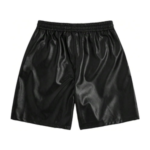 Men's Black Polyester Satin Shorts Mid Rise Drawstring Waist Quick Dry Casual Style Woven Fabric Solid Color - Product Image 2