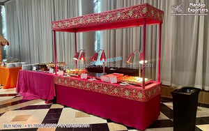 Décor de mariage tendance décrochage de nourriture Rehdi chariot de bonbons en bois blanc avec roues décor de mariage tendance décrochage de nourriture Rehdi - Product Image 3