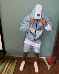 Custom Logo High Quality Summer Plus Size <b>Thermal</b> Streetwear Windbreaker Set <b>Men's</b> Waterproof Shorts Sets - Product Image 3