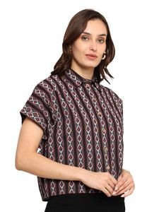 Women Black Geometrical Printed Cotton Summer Regular Fit Casual Street Style Daily Wear Kurta/<b>Kurti</b> - Product Image 6
